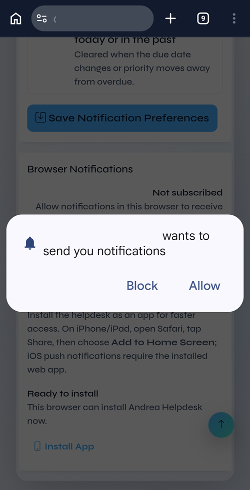 Android notification permission prompt