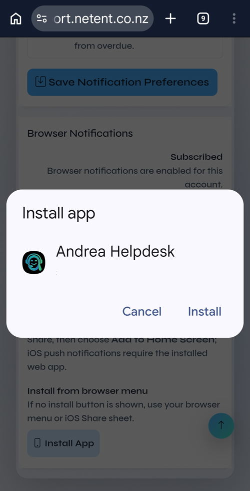 Android install confirmation prompt