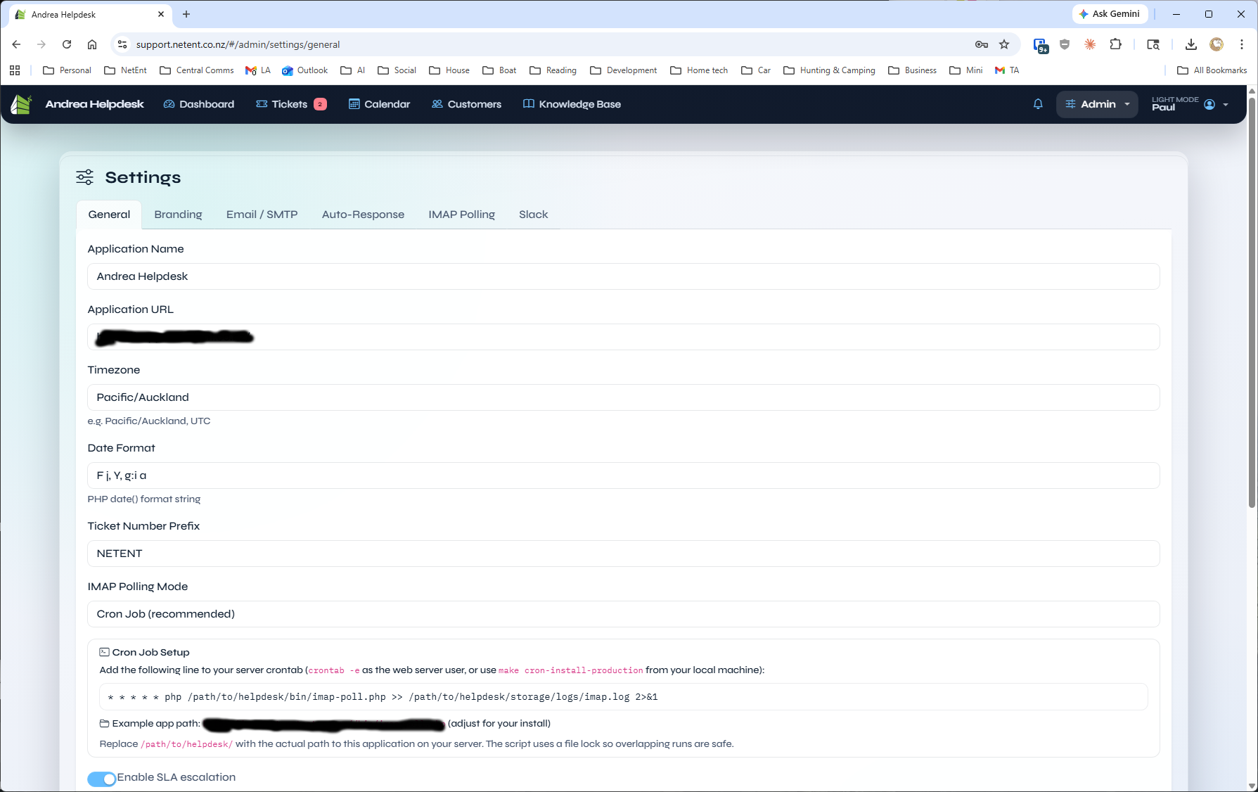 Admin Settings General